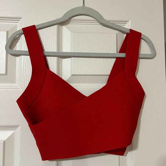 Aritzia Sculpt Knit Red Crop Top - Picture 3 of 3